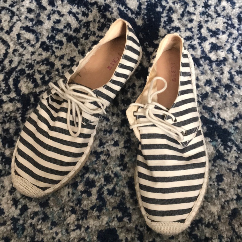 J. Crew navy and white espadrilles